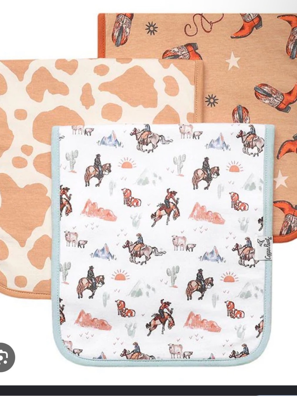 Copper Pearl Premium Baby Burp Cloths Western Style Boone